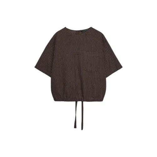 ZARA ZW Series Коричневый Телесный Женские T-рубашки