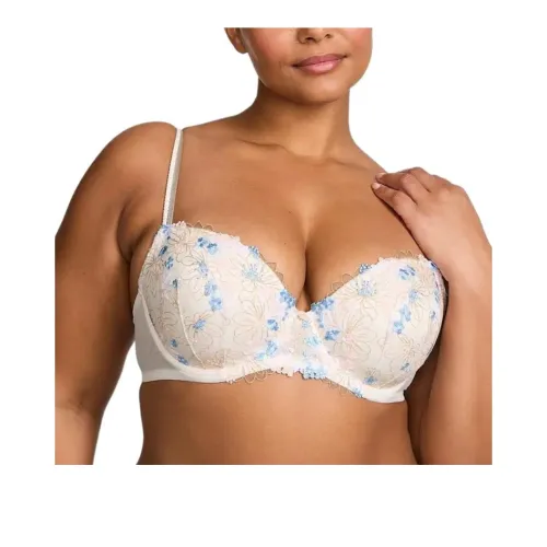 Victoria's Secret Синие Белые Вышивка Женские Бюстгальтеры