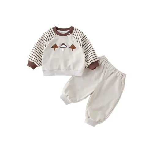 XiaoJinBu Серый Бежевый Детский Повседневный Спортивный Комплект