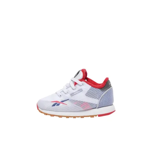 Reebok Classic Leather Low Топ Обувь для малышей Белый синий красный Infant And Toddler
