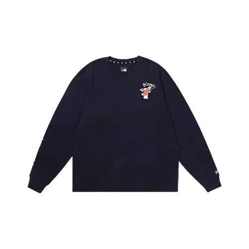 New Era FW22 Круглый вырез Облегающий Длинный рукав Т-рубашка Унисекс Темно-синий