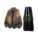 Кофейный топ + черные штаны