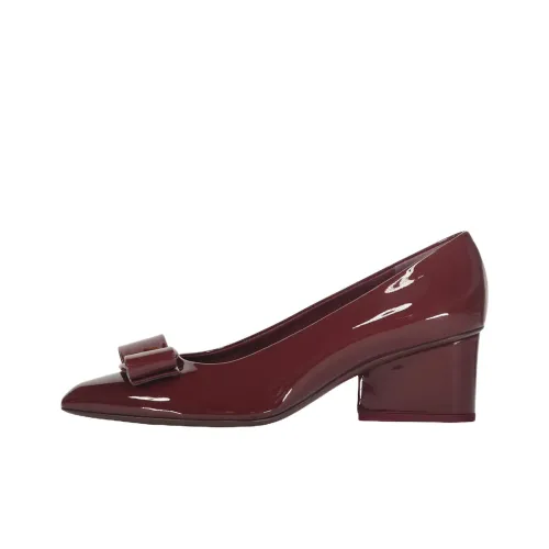 Ferragamo Грубый каблук Высокие каблуки Женские Бургунди