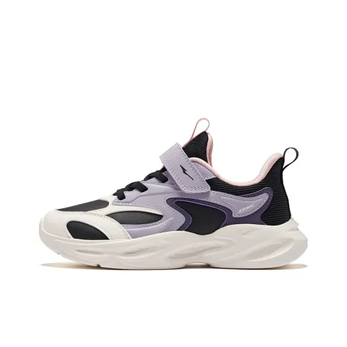 ERKE KIDS Устойчивый к истиранию Баланс Низкий Топ Детские Лайфстайл Обувь Глубокий черный Минеральный фиолетовый Микрокристаллический белый Подростки