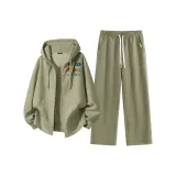 Серо-зеленый цвет горошка (Mb Цветок Ткань Realm Левая сторона Плечо Этикетка) + Пальмовый зеленый (Me45 Улыбка Этикетка Брюки Левая сторона Манжета)