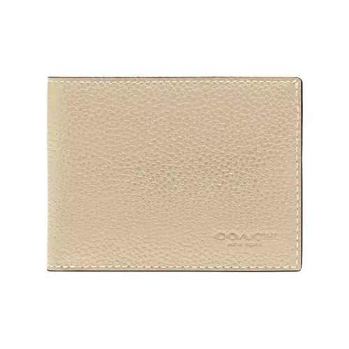COACH Кошелек Billfold Wallet из кожи кошелек держатель для карт мини мужской цвет сливочный
