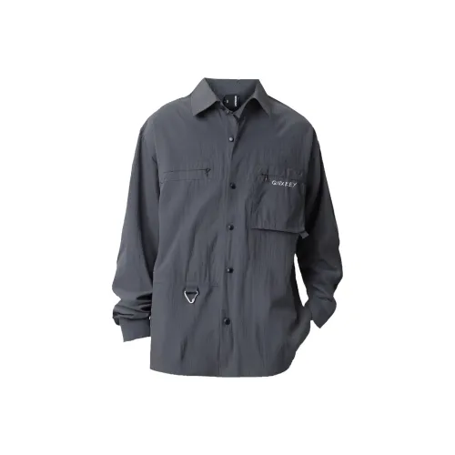 Qnxeey Темно-серый унисекс рубашки