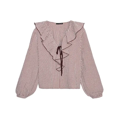 ZARA Темно-красный Светло-бежевый Желтый Женские Рубашки