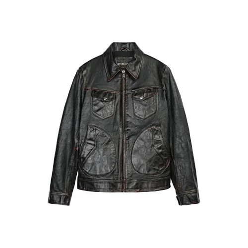 MCS Темный кофейный W8 Мужские кожаные куртки