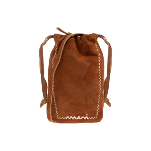 MARNI Чехол для телефона из кожи женский коричневый