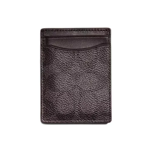 COACH Покрытый холст с утонченной телячьей кожей Money Clip кошелек держатель для карт женский черный