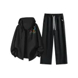 Черный (Mb Цветочный дизайн с принтом на левой стороне плеча) + Черный (Me45 Улыбка на левом кармане)