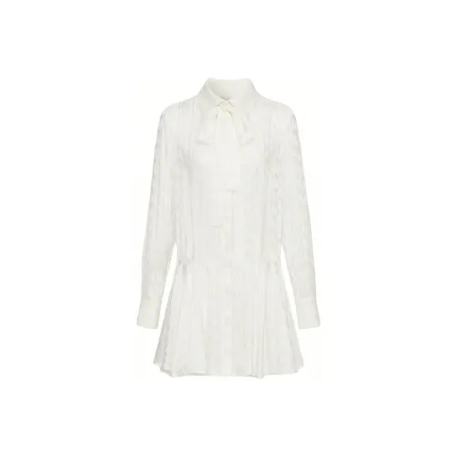 MSGM FW24 Длинное платье с длинными рукавами женское кремовое