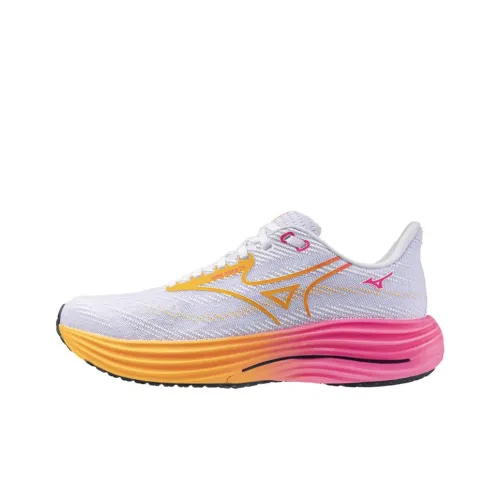 Mizuno WAVE RIDER 29 Дышащие Беговые Кроссовки Унисекс Белый Оранжевый Розовый