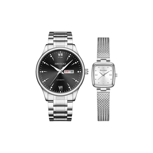 Zero Scale Кварцевый механизм Металлический ремешок Часы Унисекс Черный циферблат