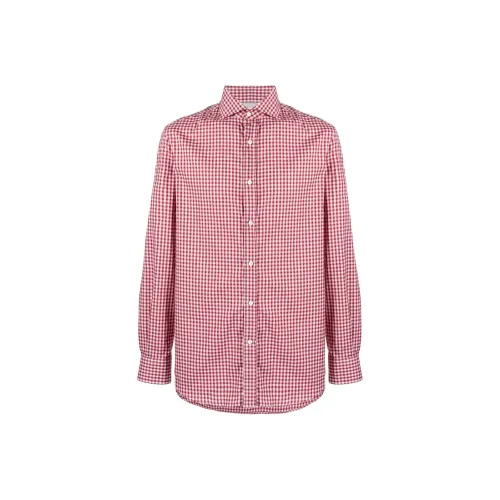 BRUNELLO CUCINELLI Red Men's Shirts BRUNELLO CUCINELLI Красные Мужские Рубашки