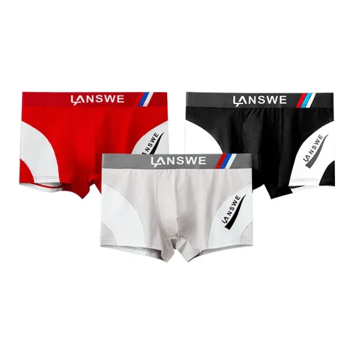 Lanza [3 упаковки] Красный + Черный + Светло-серый Мужские боксер-шорты