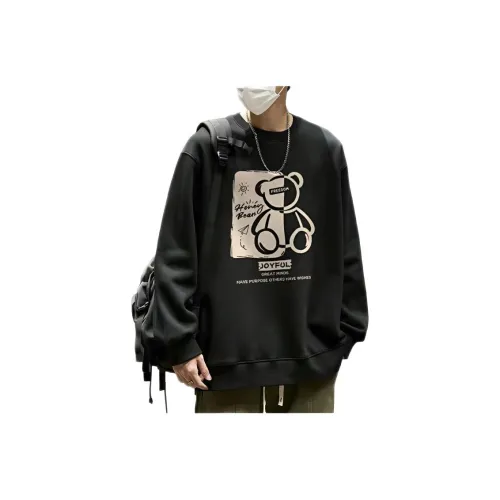 TONYBEAR Черный Круглый вырез Тонкий Мед Медвежонок Мужской Свитшот