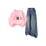 Кошка Любимый Бабу Розовый + Однотонный Джинсовый Синий