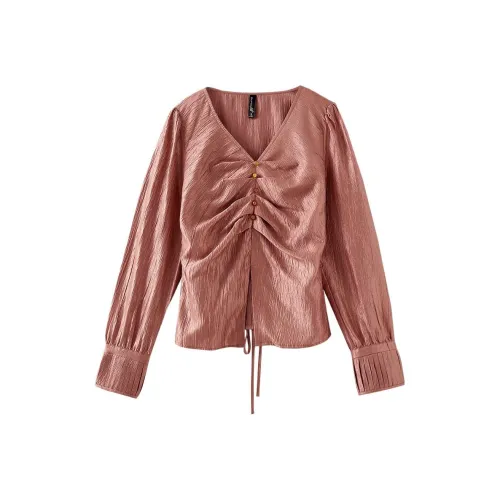 OUNIXUE Оранжевый Розовый Женская Рубашка