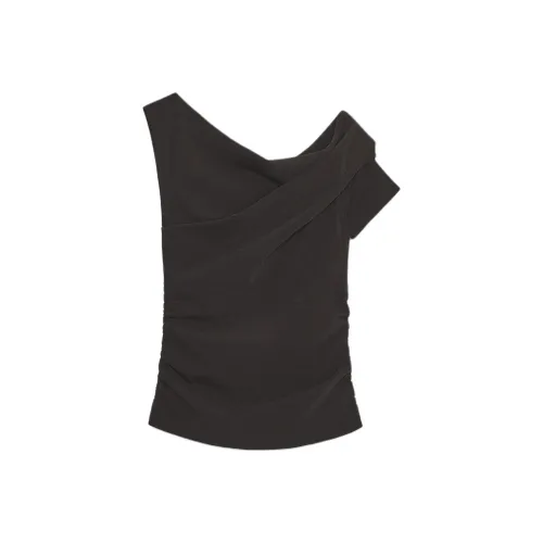 ZARA Темно-коричневые женские футболки T