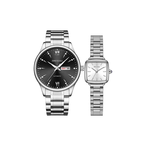 Zero Scale Кварцевый механизм Металлический ремешок Часы Унисекс Черный циферблат