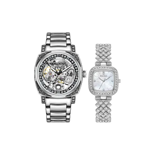 Zero Scale Кварц Автоматический Механический Механизм Металлический Ремешок Часы Унисекс Серебристый Циферблат