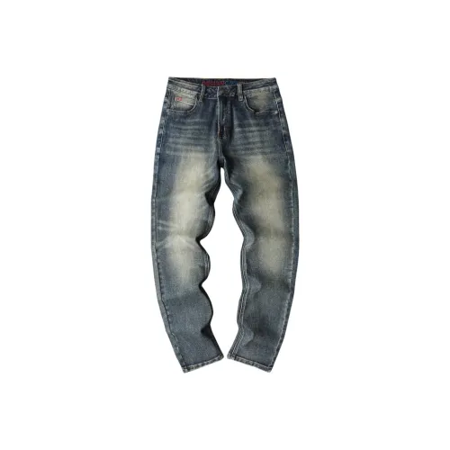 Holiday Count Желтый Грязь Винтаж Синий Мужские Джинсы