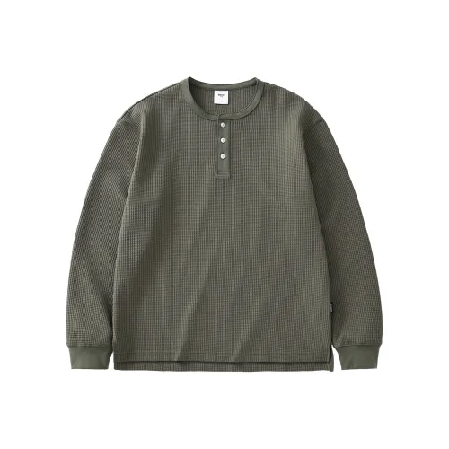 RESTICK Coolmax Вафельная вязка Текстура Воротник Генри Длинный рукав Рубашка Мужская