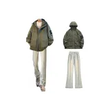 Зеленая куртка + желтые грязные джинсы