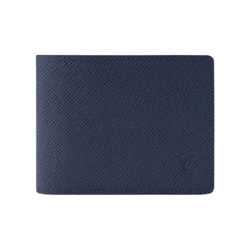 LOUIS VUITTON Multiple TAïGA Кожа Кошелек Мужской Морской синий и Arack Коричневый