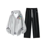 Фотиния Серый (Mb Цветочный Дизайн-С принтом Левое Плечо Этикетка) + Черный (Me45 Улыбка Этикетка на Левом Кармане)