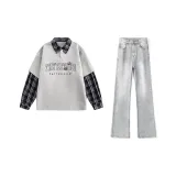 Серый свитшот + дымчато-серые джинсы