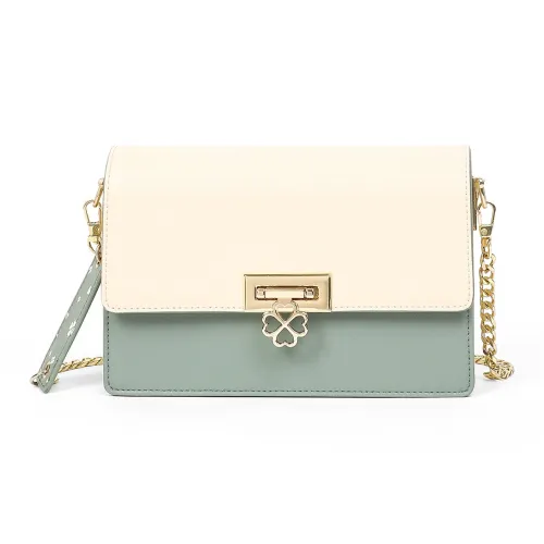 PT'SON Коровья кожа Сумка через плечо Стандартная Женская Белая Зеленая