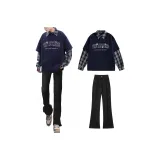 Темно-синий свитшот + черные джинсы