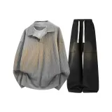 Серый топ + черные штаны