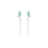 Серьги-кольца "Живая бабочка" - зеленые