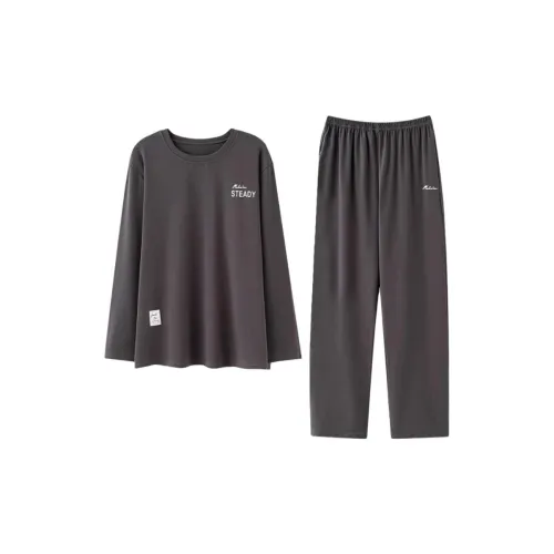 Mulinsen [Длинный рукав Топ+Штаны] Черный мужской Пижамный комплект