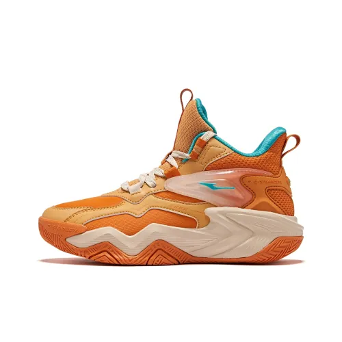 ERKE KIDS Баскетбольные кроссовки High Топ Ржавый Апельсин Чай Stain Школьный возраст