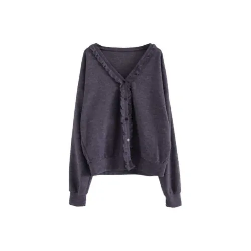 LOWEAR Frill Теплый V-образный вырез Кардиган Свитер Женские