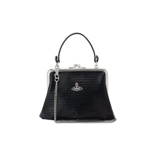 Vivienne Westwood Granny Frame Кожа Одно Плечо Сумка Женская Черная