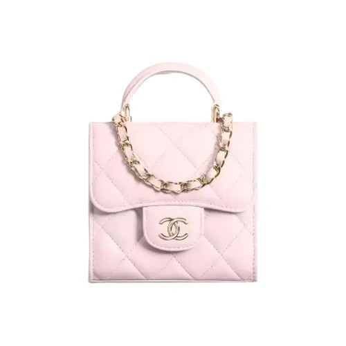 CHANEL Lambskin Clutch Women's Pink