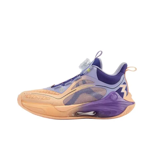 361°KIDS Поддержка Низкий Топ Детские Баскетбольные Кроссовки Оранжевый Фиолетовый Подростки