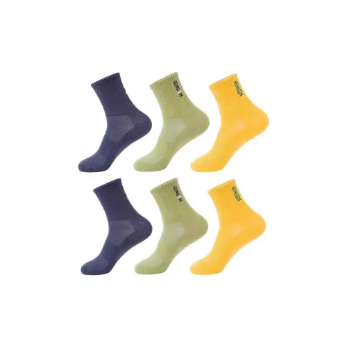 MAXDAVID 20031 2 Темно-синий 2 Зеленый 2 Желтый Мужской MID Носки до икры