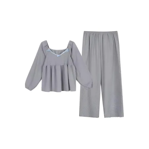 MIMOSA CHUR Серый Кружево Бант Женские Пижамные Комплекты