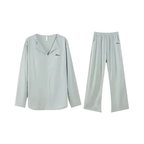 Mulinsen [Длинный рукав Топ+Штаны] Гороховый зеленый Женские Пижамные комплекты