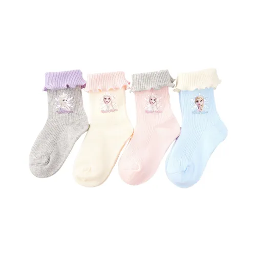 DISNEY FROZEN Серия Осенние и Зимние Детские Носки 4 Пачки Смешанные Цвета