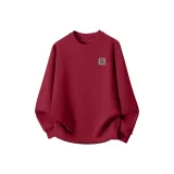 [Round Neck Sweatshirt] Бордовый (с текстурированным готическим логотипом на груди)