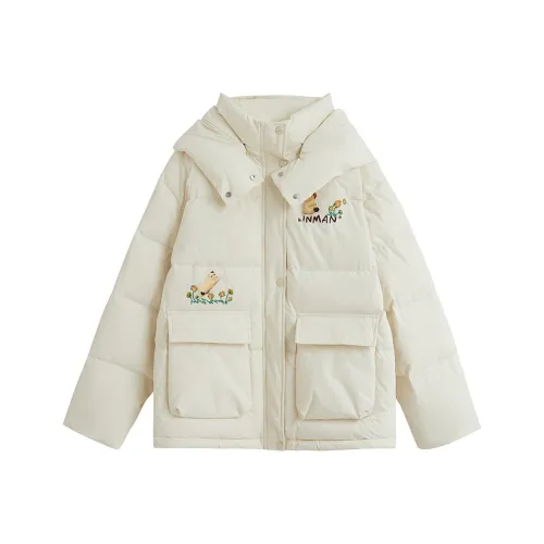 Inman Толстый и не объемный Маленький TREASURE совместный бренд Уменьшение Зимний Доступный Термический Мода Флисовая подкладка Пуховик Женские