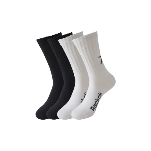Reebok 4 Double 2 White 2 Black Мужские носки до икры MID